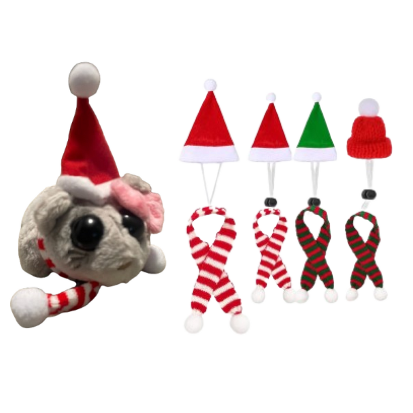 Sad hampter christmas hats and scarfs (8 pack)